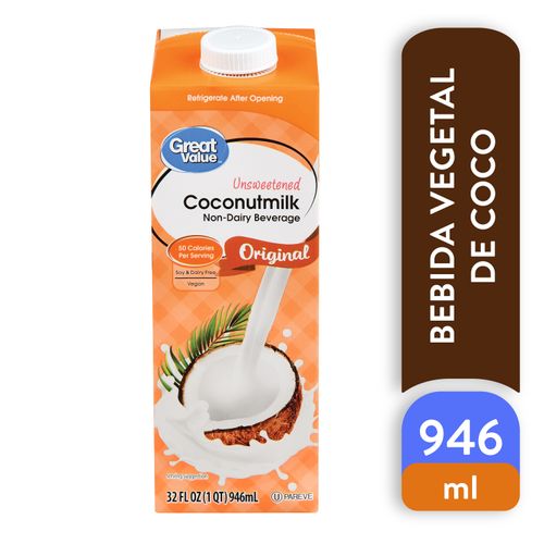 Bebida De Coco Great Value Vegetal Tetra - 946 ml