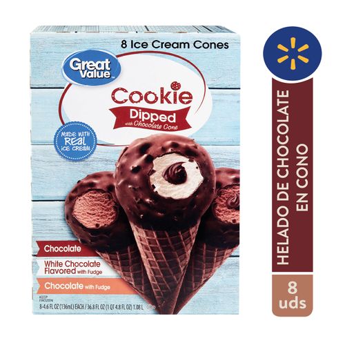 Helado Great Value Cono Chocolate -8 Unidades - 136gr