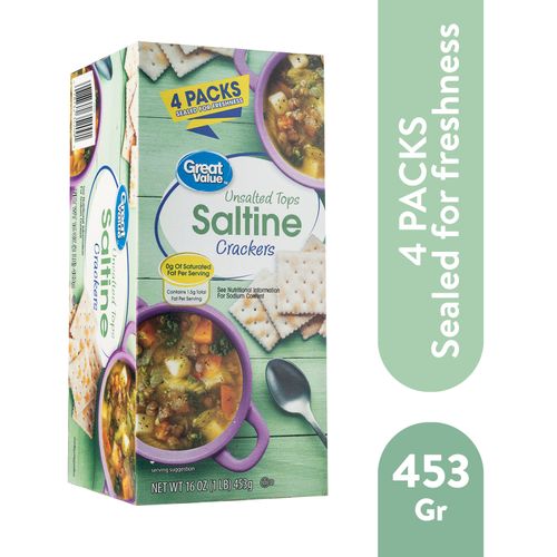 Galleta Great Value De Soda Sin Sal 4 PACK - 453 g