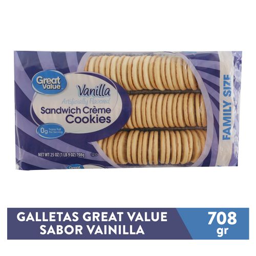 Galleta Great Value vainilla rellena con crema - 708 g