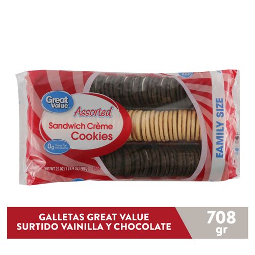 Galleta Great Value chocovainilla rellena crema - 708 g