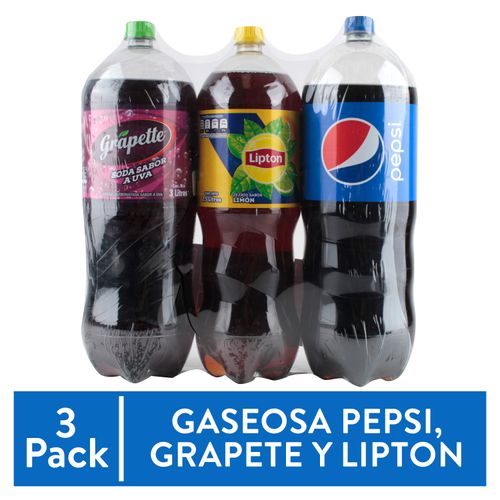 Bebida Gaseosa 3 Pack: Pepsi Y Grapete - 3L, Te Lipton -2.5L