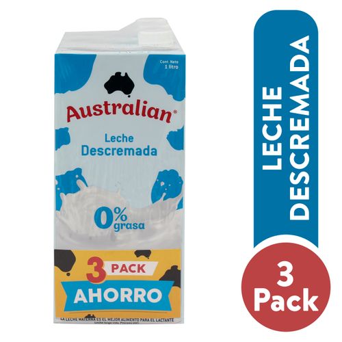 3 Pack Leche Australian Descremada Uht