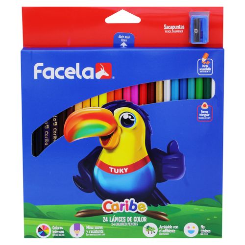 Crayones Facela Triangulares 24 Unidades