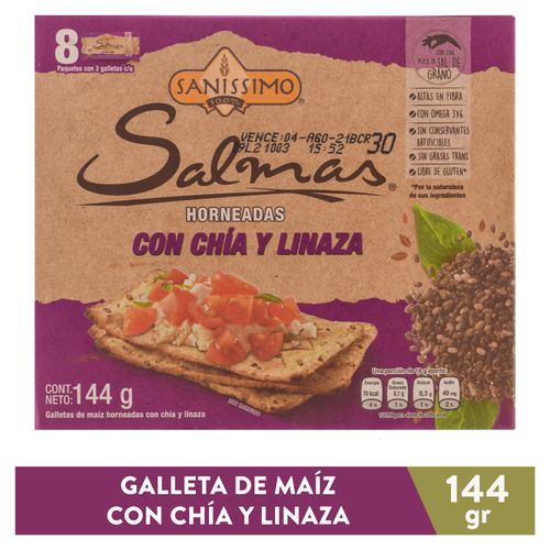 Galleta Sanissimo Salmas Chia Y Linaza 8 Paquetes - 144 g