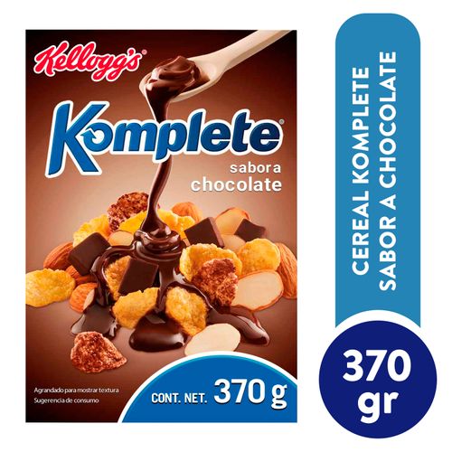 Cereal Kellogg's® Komplete® Sabor Chocolate - Sabor Maní y Sabor Chocolate con Trocitos Sabor Chocolate y Almendras - 1 Caja - 370 g