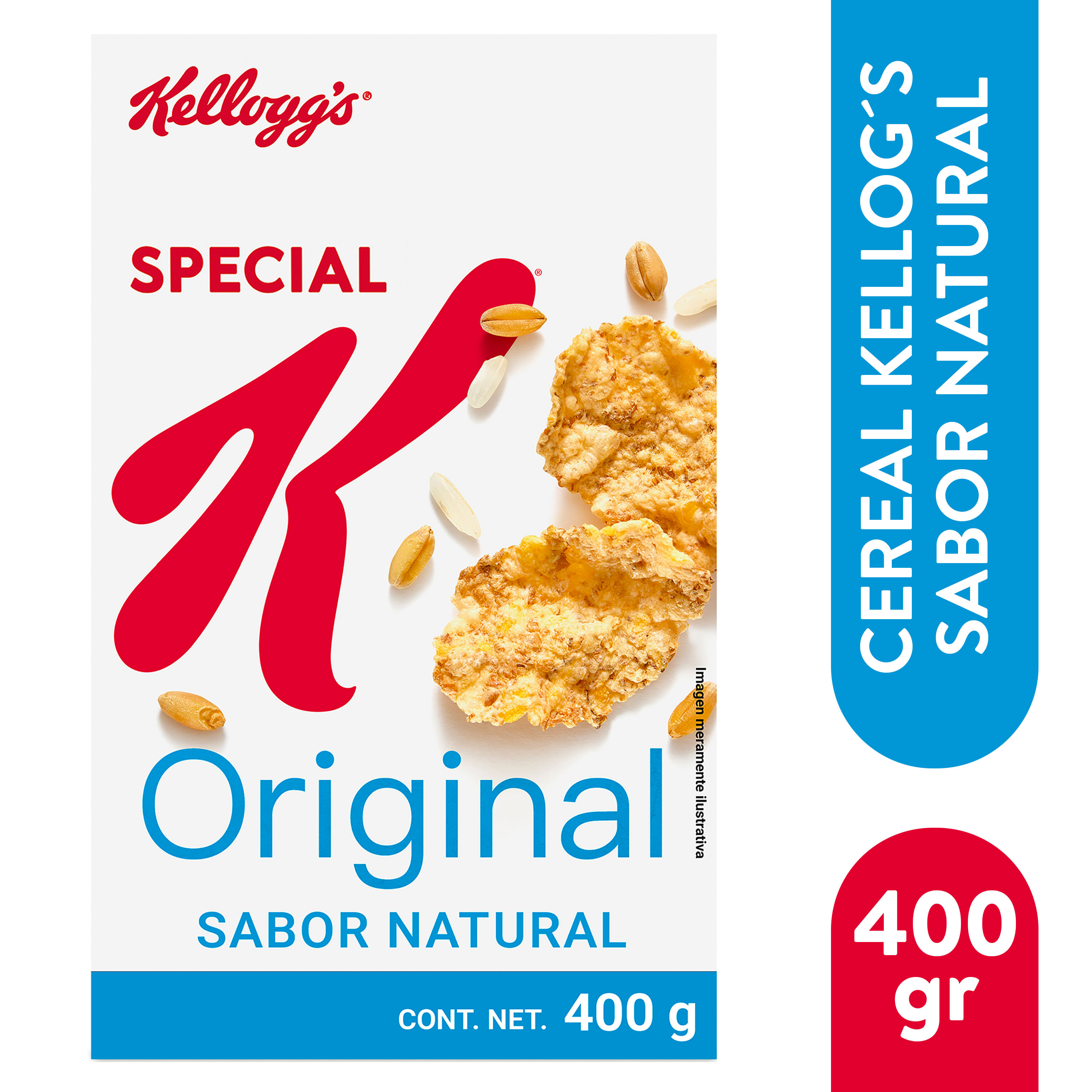 Cereal Kellogg's® Special K® Origrinal Sabor Natural - Cereal de Trigo  Integrral, Maíz y Arroz - 1 Caja - 400 g