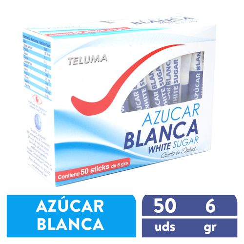 Azúcar Teluma Blanca Sticks 50 Uds - 300g