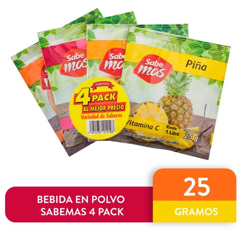 4 Pack Bebida En Polvo Sabemas - 25 gr