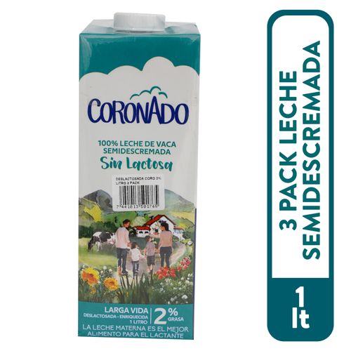 Leche Uht Coro Deslact 2 1Lt Mid 3Pack