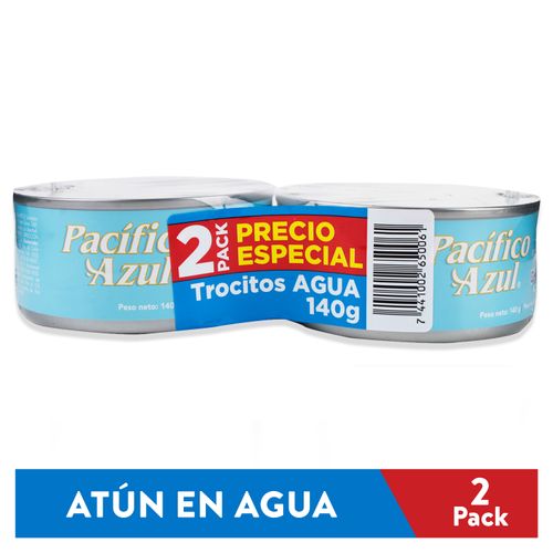 2 Pack Atún Pacífico Azul Trocitos Agua 280gr