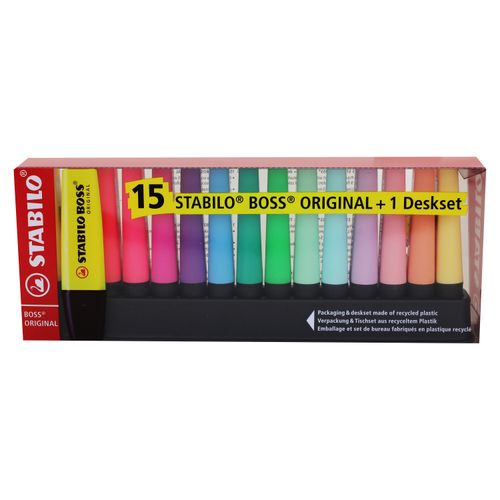 Resaltadores Stabilo boss colores pastel con base - 15 Uds