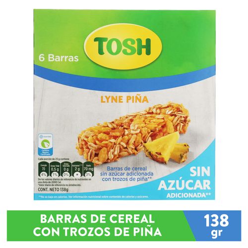 Barra De Cereal Tosh Lyne Piña 6 Uds - 138 g