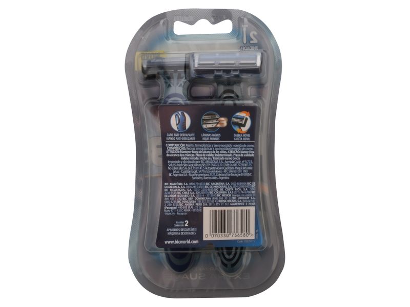 Rasoir BIC Extra Life - 3 Lames - Modèle Rechargeable + Jetable - Réf. 919432