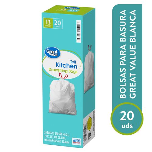 Bolsa Para Basura Marca Great Value Blanca Pequeña - 20 Unidades