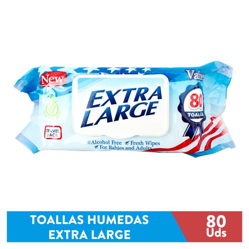 Toallas Humedas Extra Large - 80 Unidades