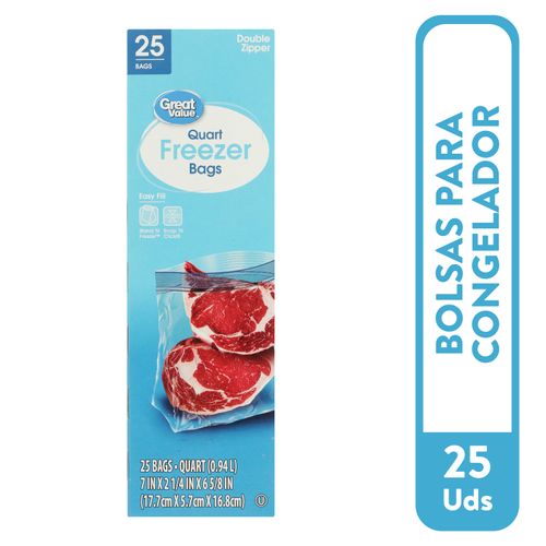 Bolsas Para Congelar Alimento Marca Great Value Para - 25 Unidades