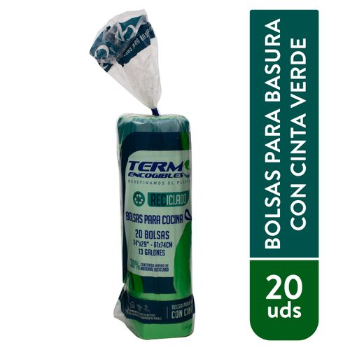 Bolsa Para Basura Termo Con Cinta Grande Verde 20 Unidades
