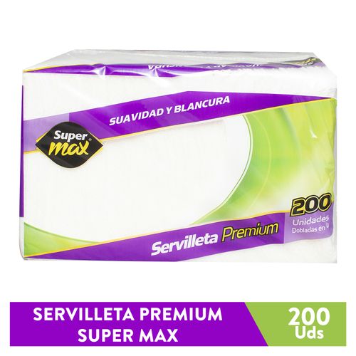 Servilleta De Papel Desechables Para Mesa Marca Supermax Premium - 200 Unidades