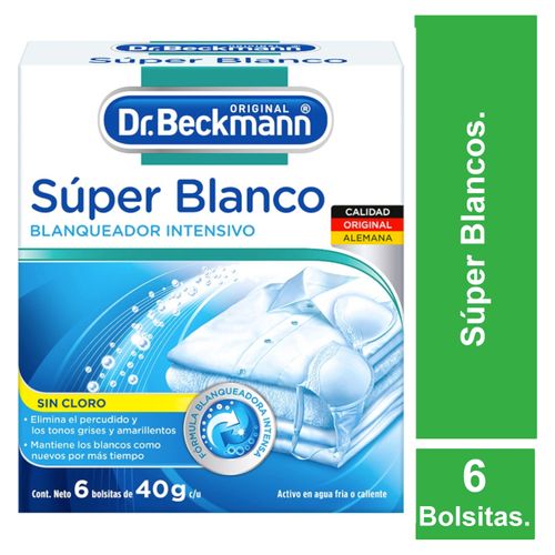 Blanqueador Dr. Beckmann Súper Blanco en Polvo 6 Bolsitas