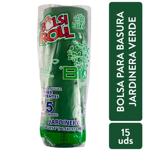 Bolsa Bio Bolsiroll Para Basura Verde Jardin - 15 unidades