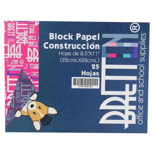 Block Bretton papel de construcción tamaño carta colores surtidos - 25 Hojas