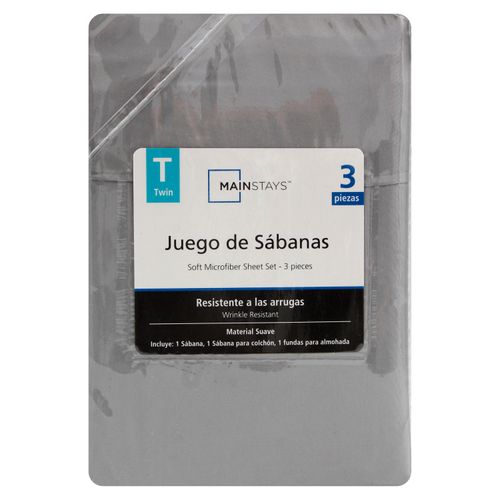 Set De Sábanas Mainstays Individual Color Gris