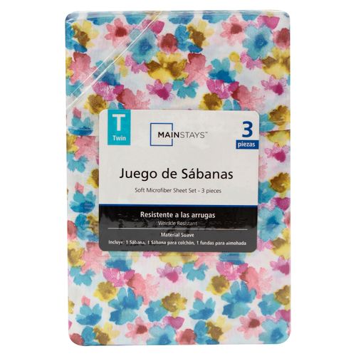 Set Sábanas Mainstays Tamaño Individuales Diseño Acuarela