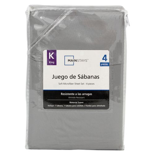 Set De Sábanas Color Gris Tamaño King