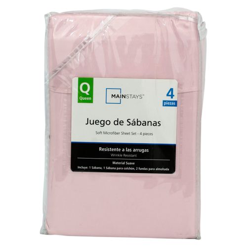 Set De Sábanas Mainstays Tamaño Queen Color Palo Rosa