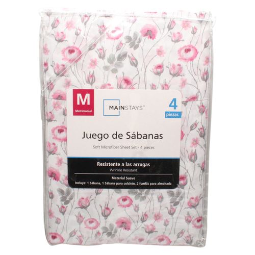 Set De Sábanas Mainstays Diseño Rosas Tamaño Matrimonial