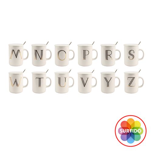 Taza Home Trends De Porcelana Con Letras - 420Ml