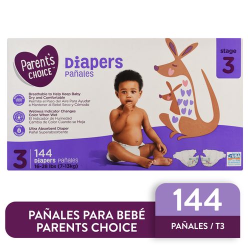 Pañal Parents Choice Giant Talla 3 - 144 Unidades