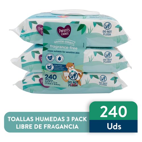 3 Pack Toalla Humeda Parents Choice - 240unidad