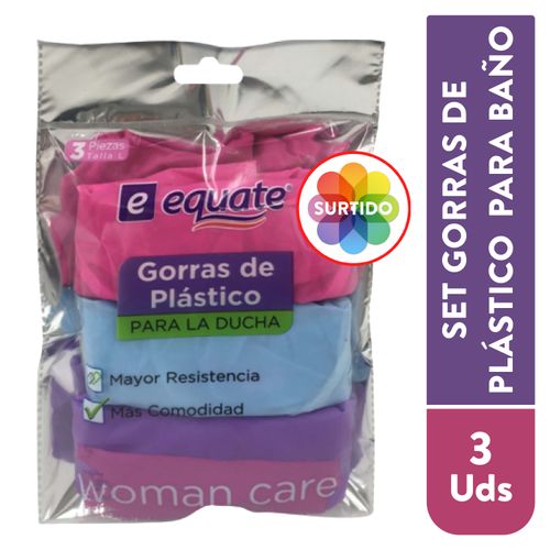 Gorras De Plástico Para La Ducha Marca Equate Set 3 Piezas