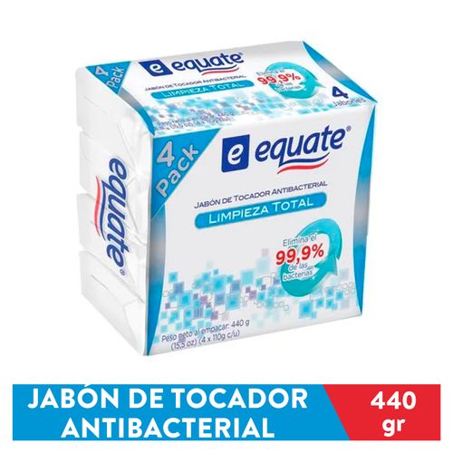 Jabón Tocador Barra Marca Equate Limpeza Total 4 Pack - 440 g