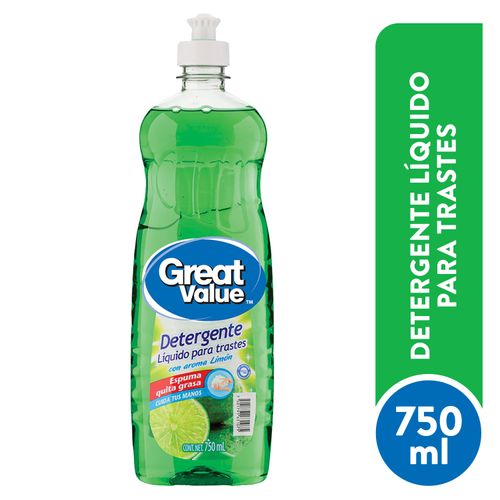 Lavaplatos Liquido Marca Great Value Limon - 750 ml