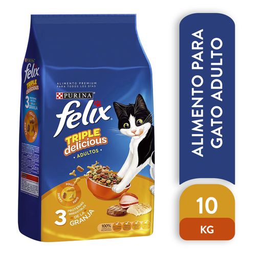 Alimento Gato Adulto Purina Felix Triple Delicious Granja - 10kg