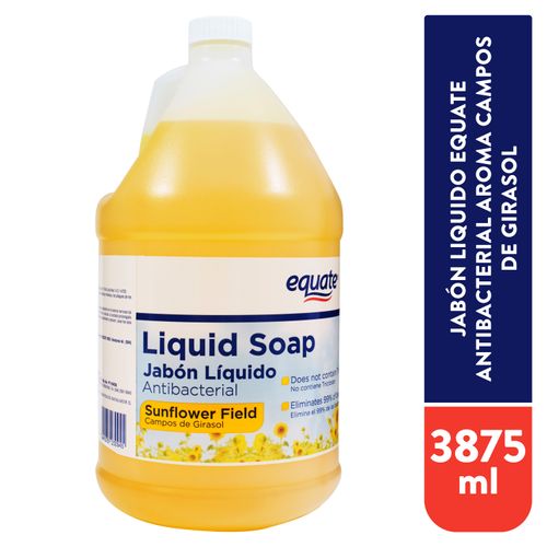 Jabón Liquido Equate Antibacterial  Aroma Campos De Girasol 3785 Ml
