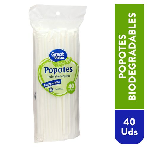 Pajilla Desechable Marca Great Value - 40 Unidades