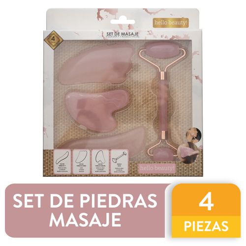 Set Facial Marca Equate Rodillo Facial Rosa - 3 Piezas