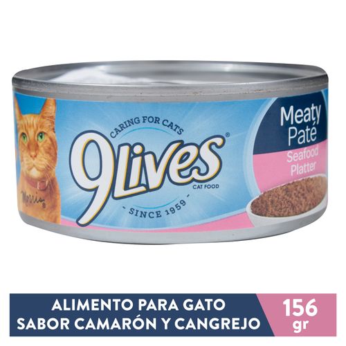 Alimento 9Lives Para Gato  Lata Camarón Y Cangrejo - 156 g