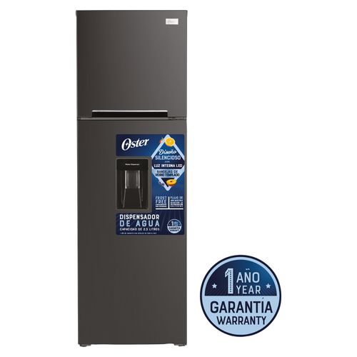 Refrigerador No Frost Oster 9 Pies Cubicos Color Black Inox Con Dispensador De Agua