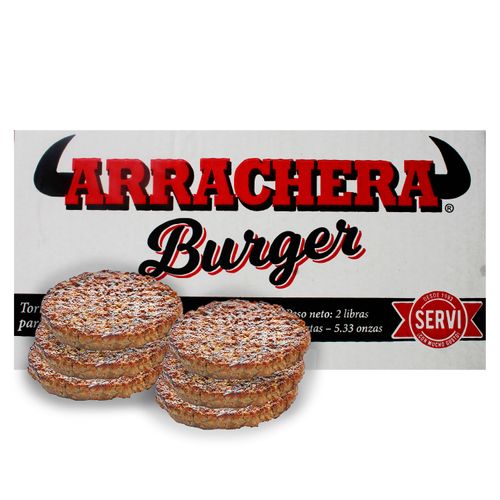 Tortas Arrachera Burger de Res, 6 unidades -2lb por paquete