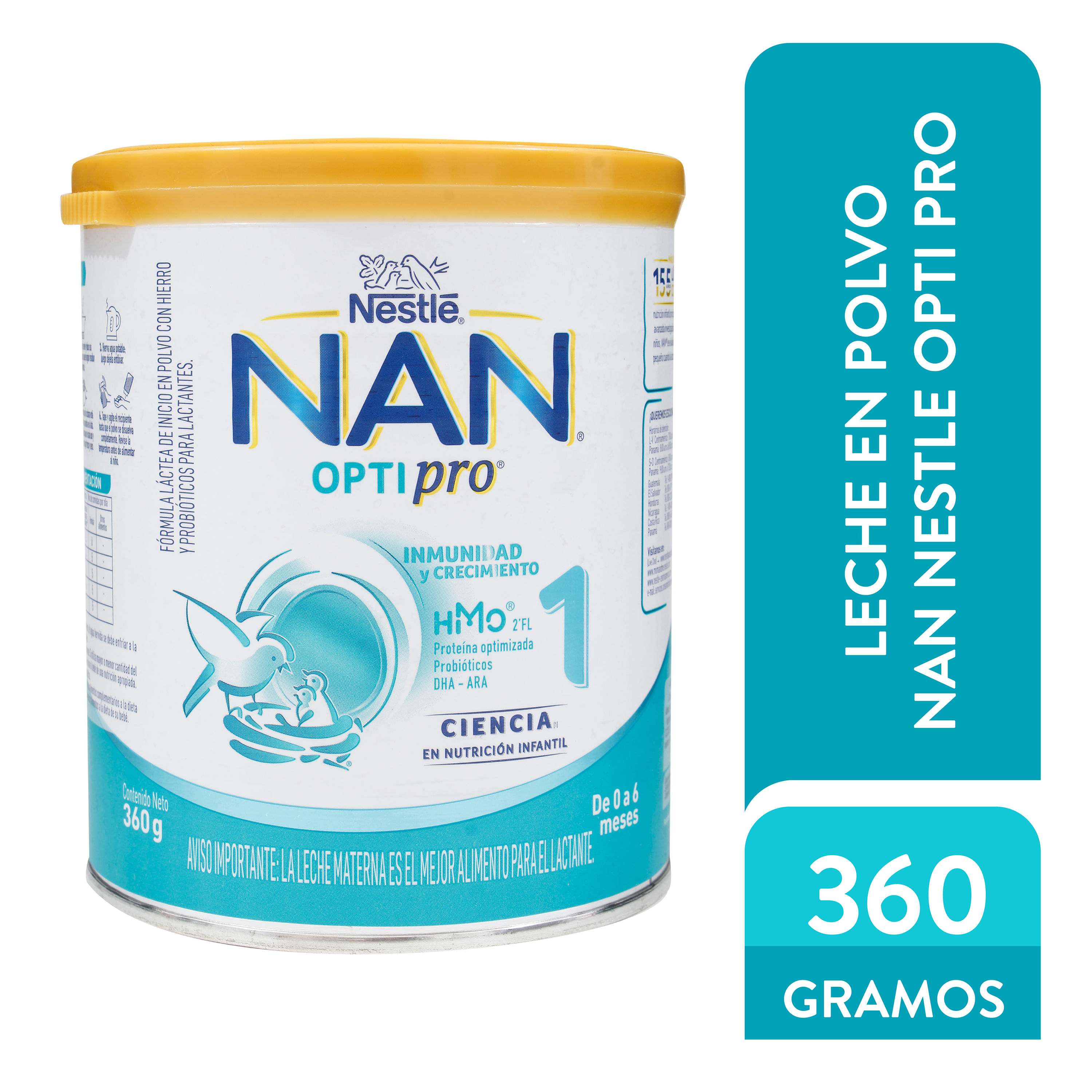 Fórmula Infantil NAN 1 Optimal Pro de 0 a 6 Meses, 360 gr.