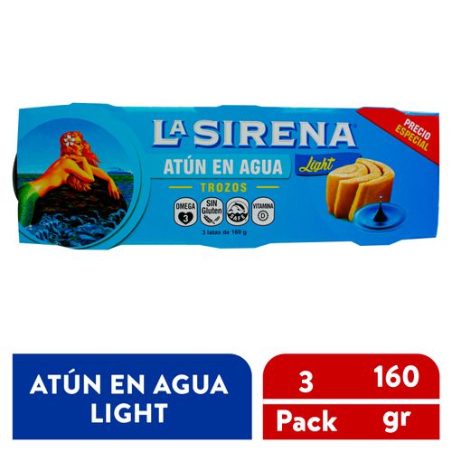 3 Pack Atún Sirena con Agua - 480gr