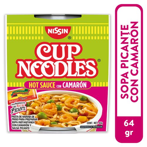 Sopa Instantánea Nissin Hot Sauce Sabor Camarón Picante - 64 g