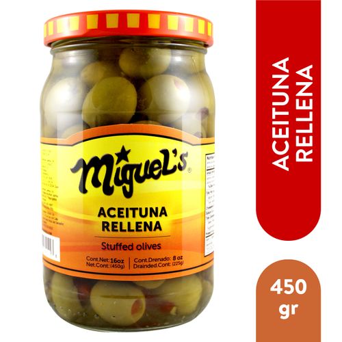 Aceituna Miguels rellena pimiento - 454 g