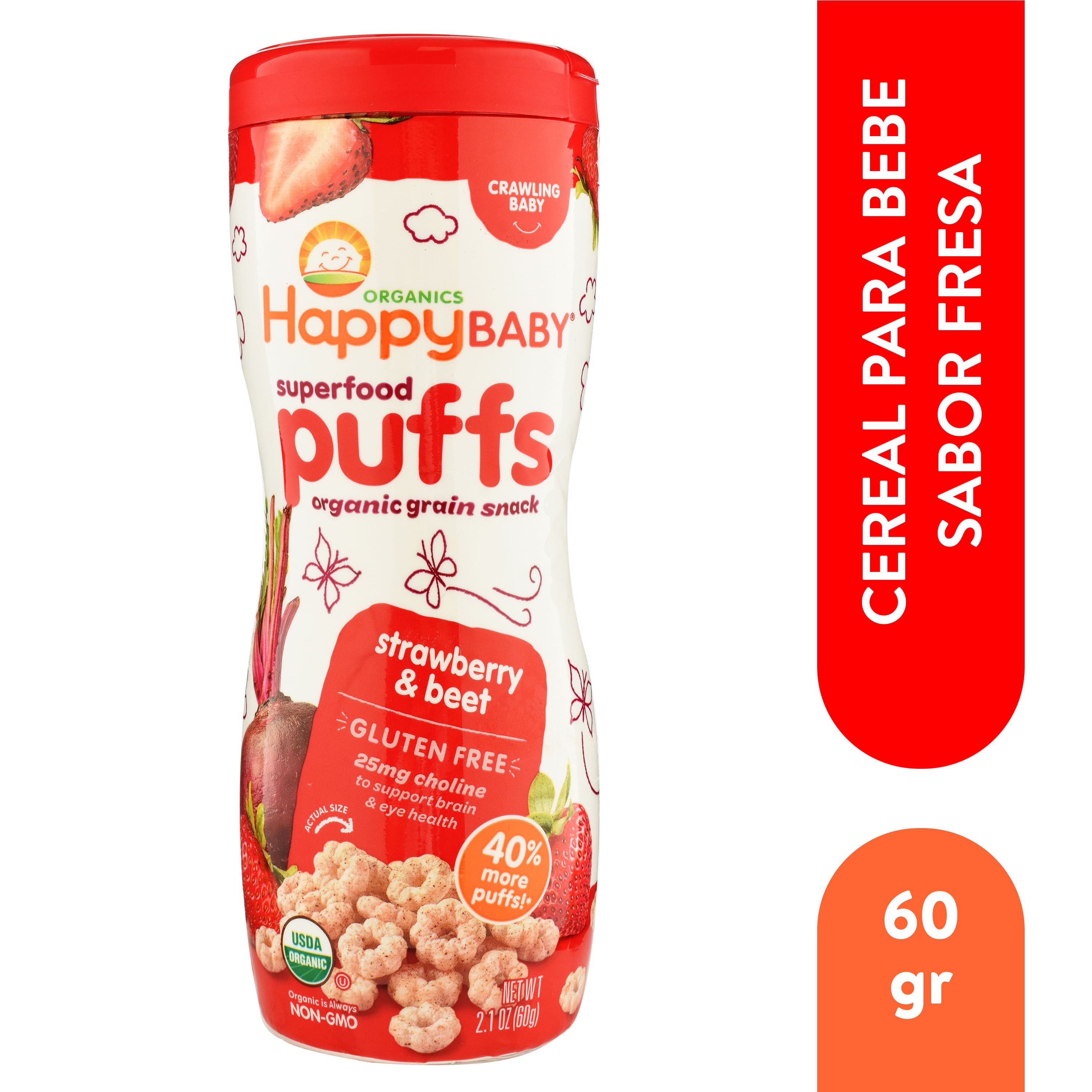 Mini puffs snacks de fresa ecológicos desde 8 meses bolsa 18 g · HERO SOLO  · Supermercado El Corte Inglés El Corte Inglés
