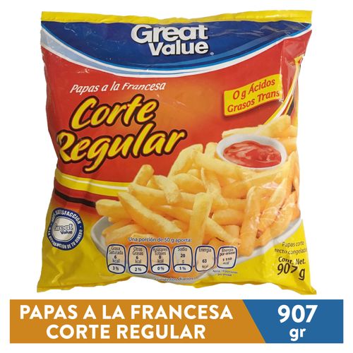 Papas a la francesa Great Value corte recto y congeladas - 907 g